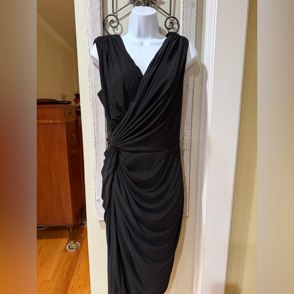 Adrianna Papell Little Black Dress Shirred - Picture 1 of 10